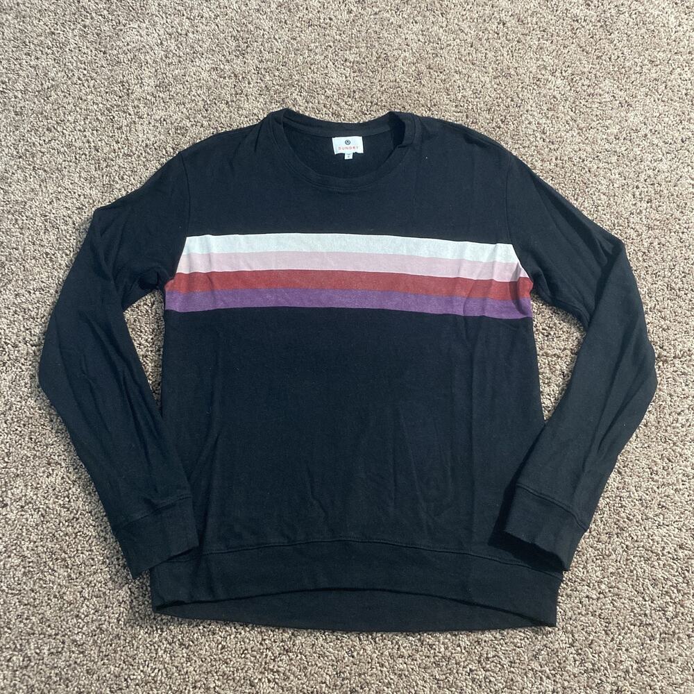 Sundry Sweater Womens XS 0 Stripe Crewneck Pullover‎ Made in USA Rayon Blend